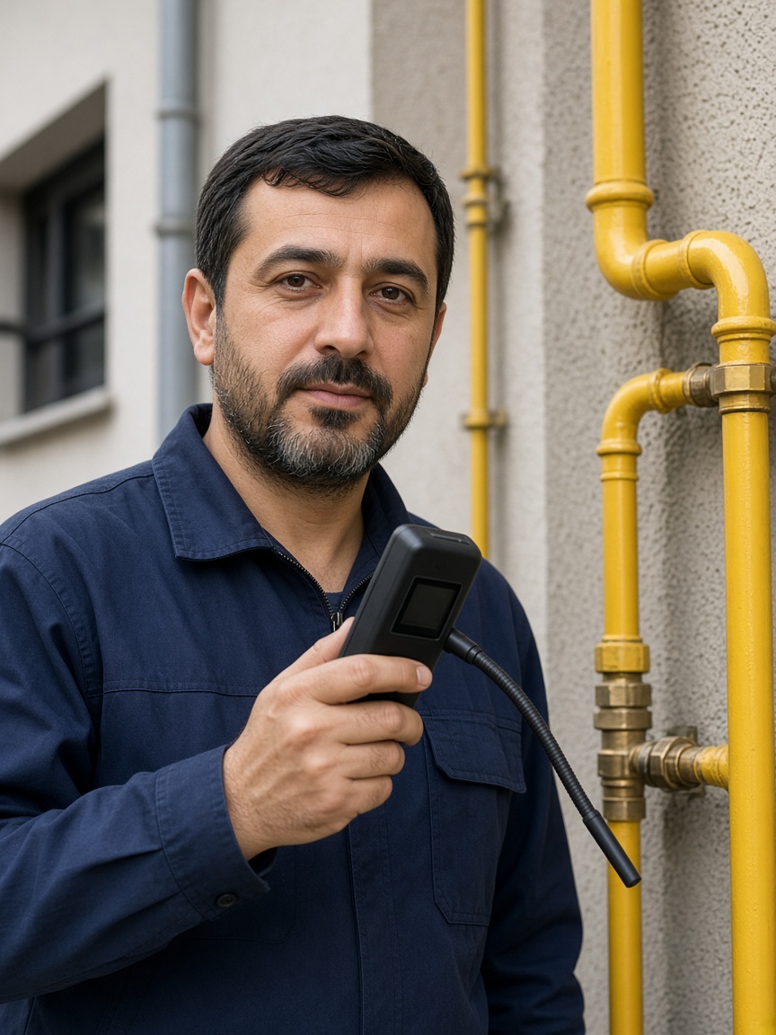 Mavi Alev Doğalgaz gaz ustası dedektörüyle